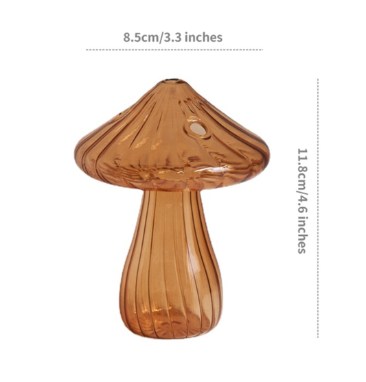 Mini Glass Mushroom Bud Vase: Brown