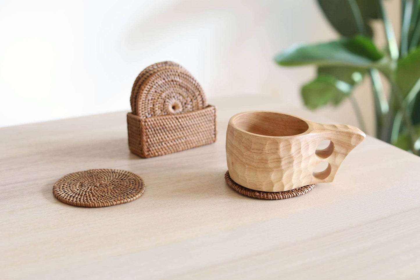 Bali Rattan Cup Coaster - Set of 5