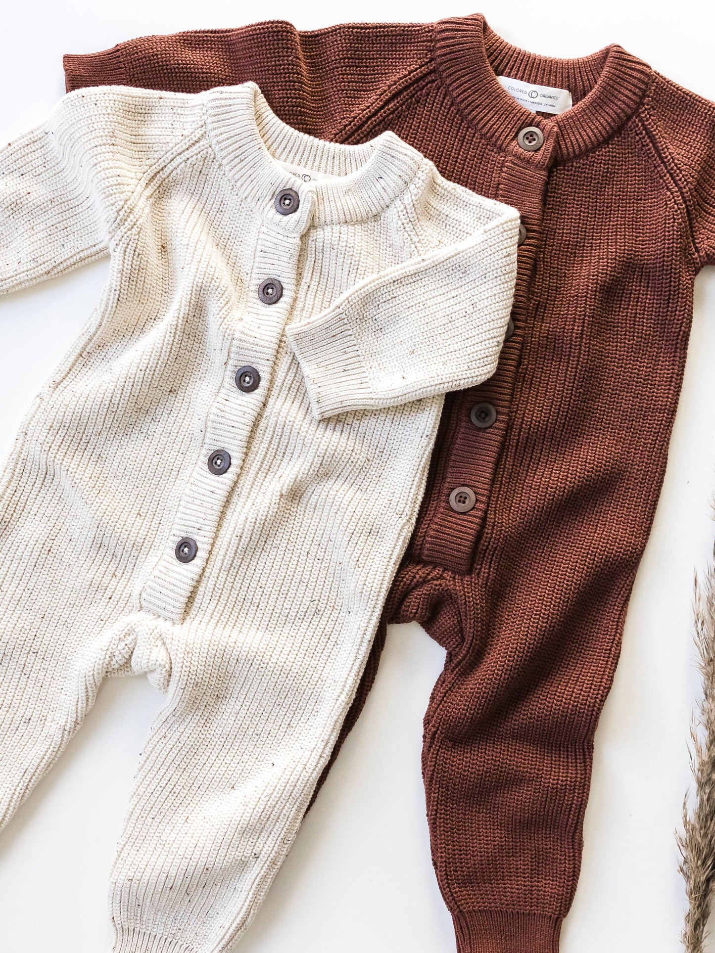 Organic Baby Milo Sweater Romper - Ivory / Fleck: 3-6M