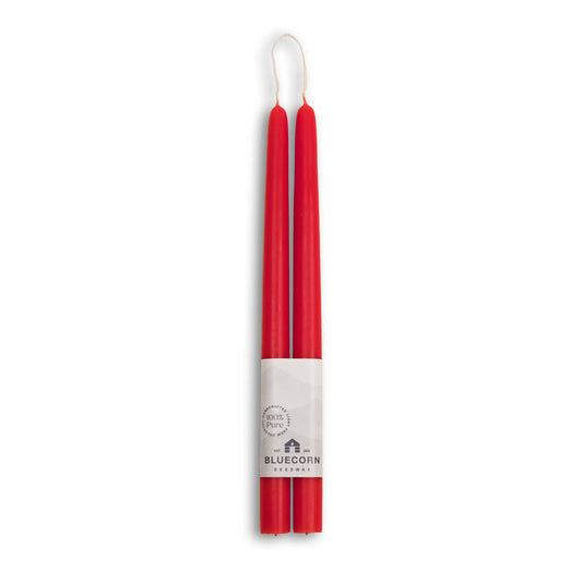 Beeswax Taper Candles - Eco-Friendly & Dripless for Holidays: Red / 12"