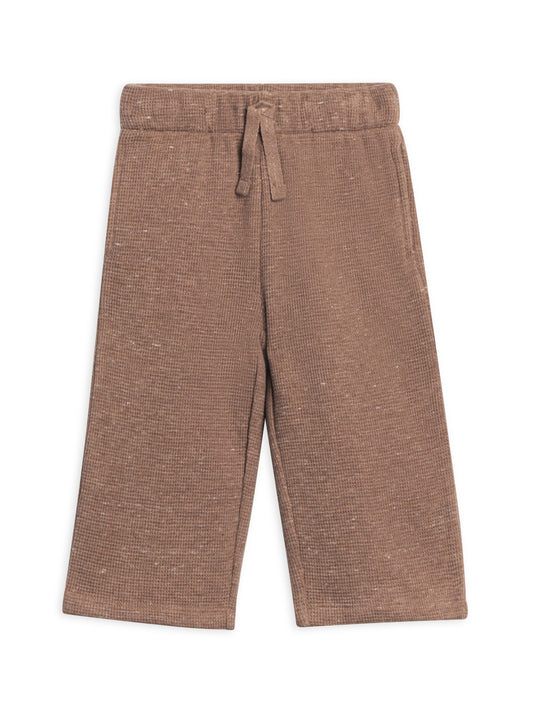 Clove Waffle Knit Straight Leg Pants - Heather Mocha: 0-3M