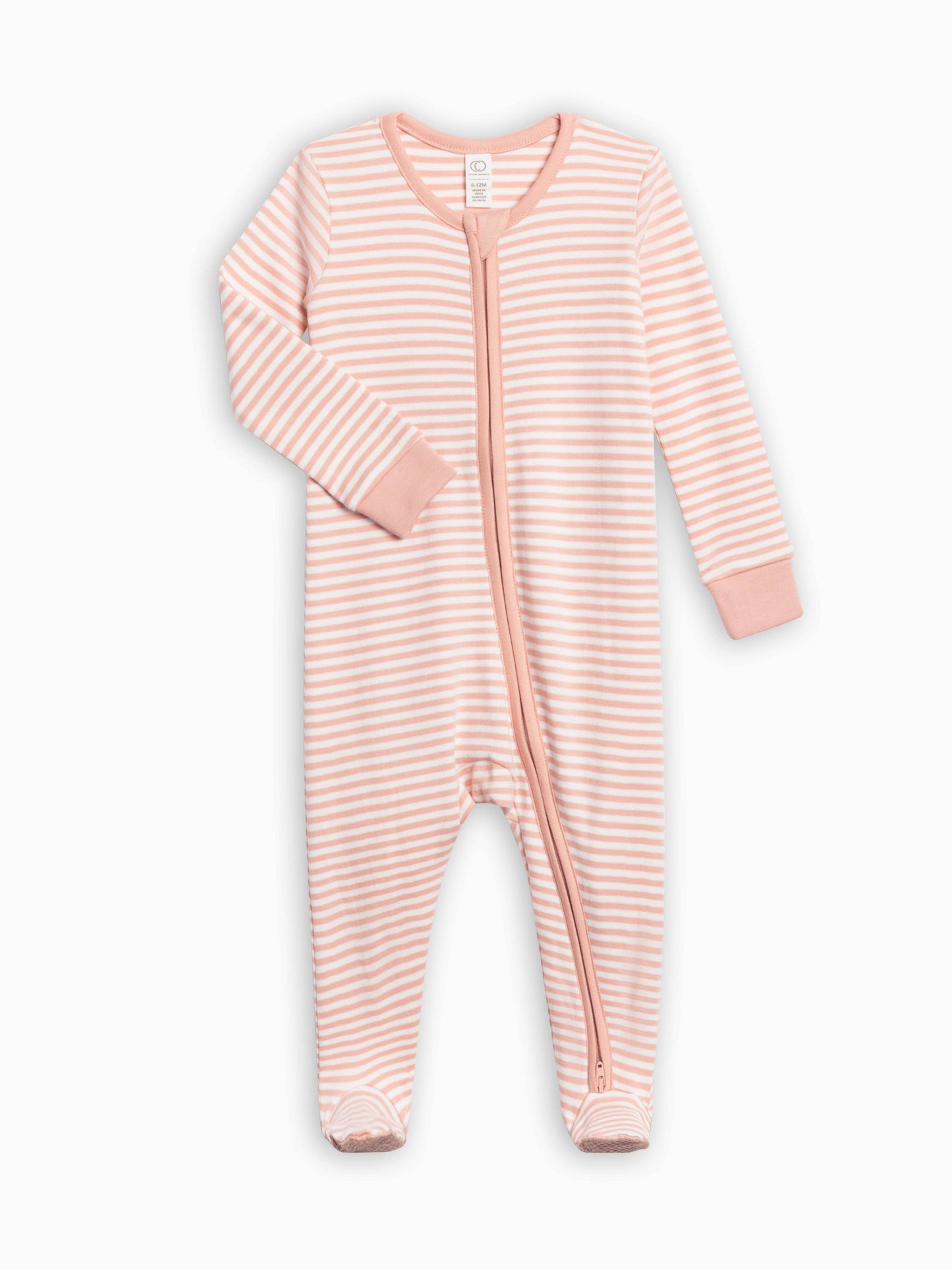 Organic Baby Peyton Zipper Sleeper - Blush Stripe: NB