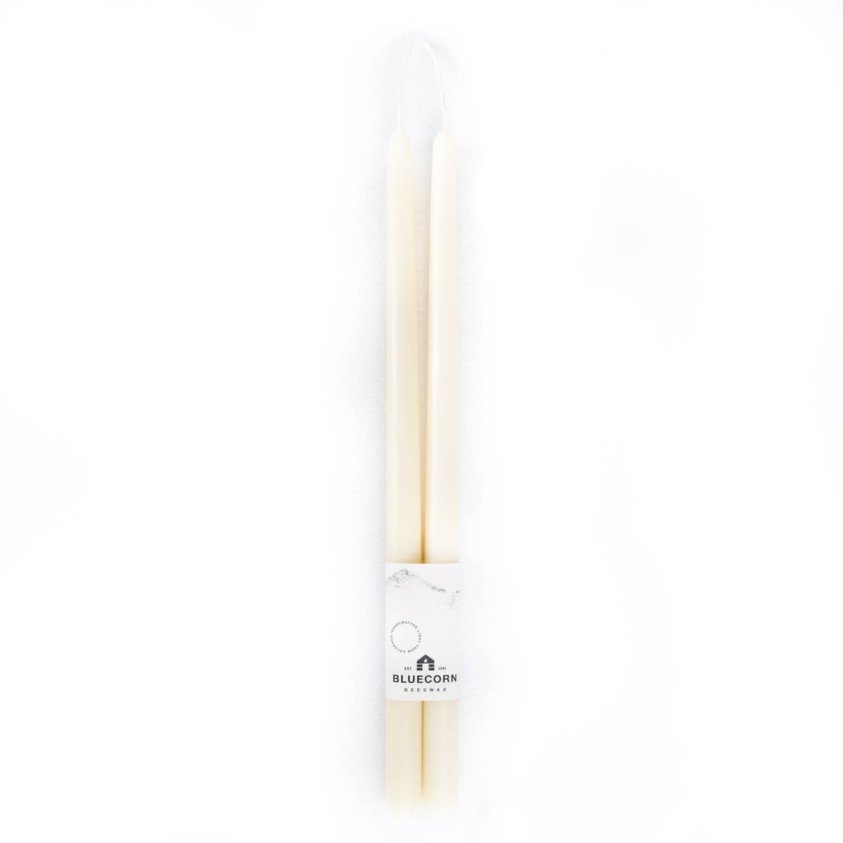 Pair of Hand-Dipped Beeswax Taper Candles: 8" / Raw