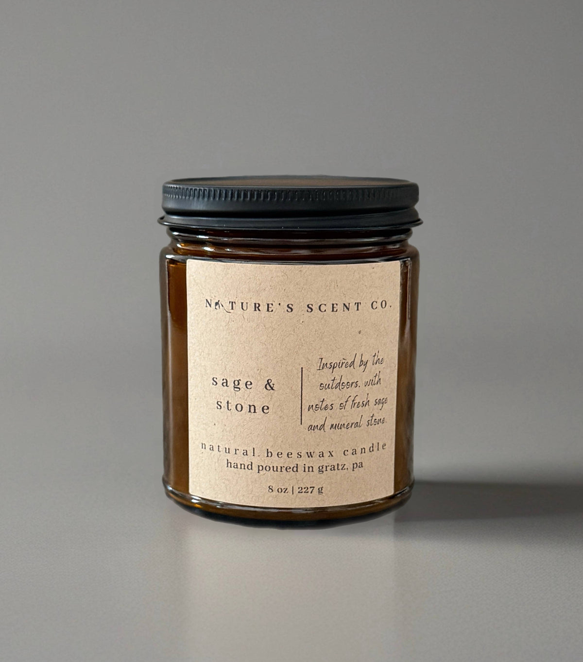 Sage & Stone | Beeswax Candle | Wood Wick | Gift