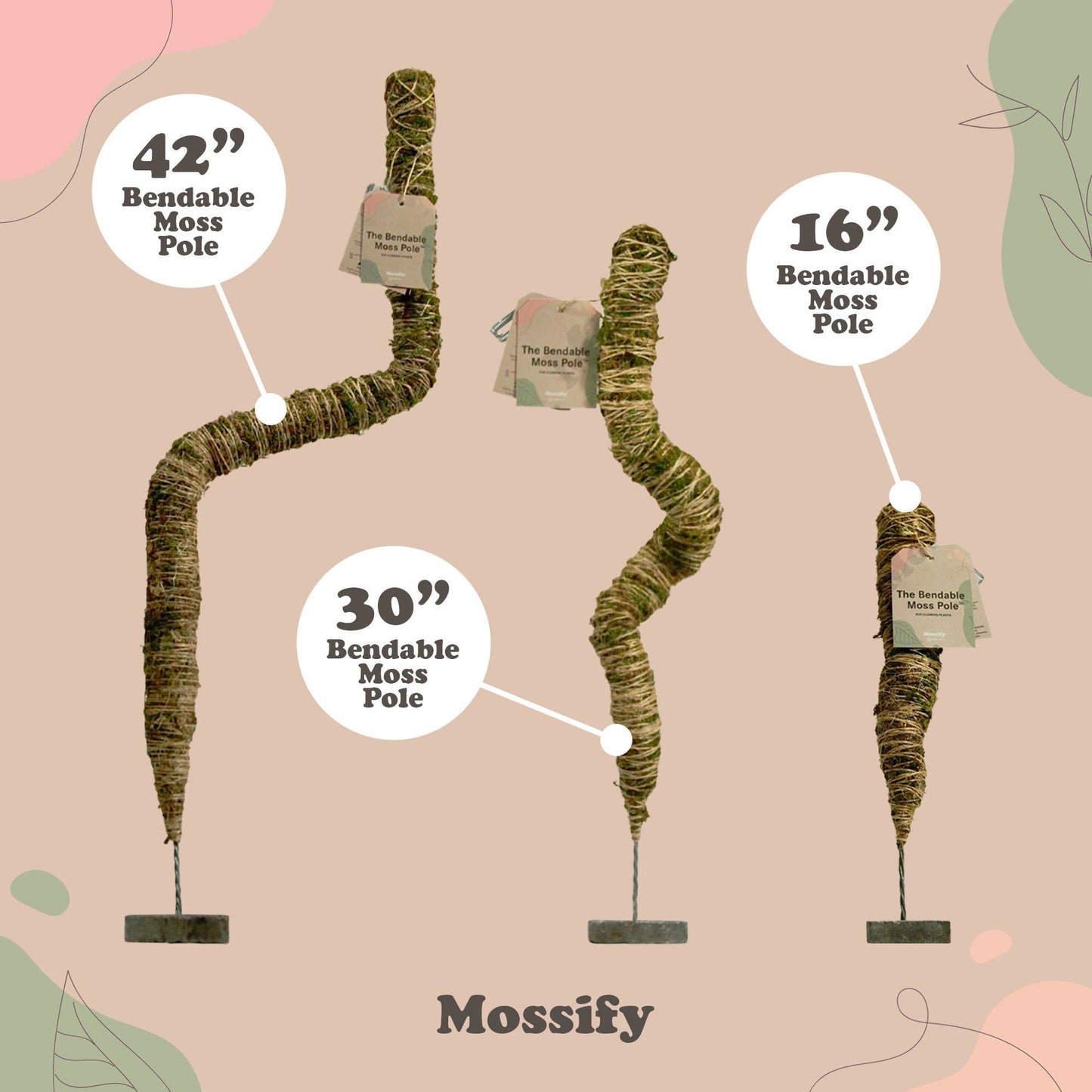 Original Bendable Moss Pole™ - Climbing Plants - Best Seller: 30" (Medium)