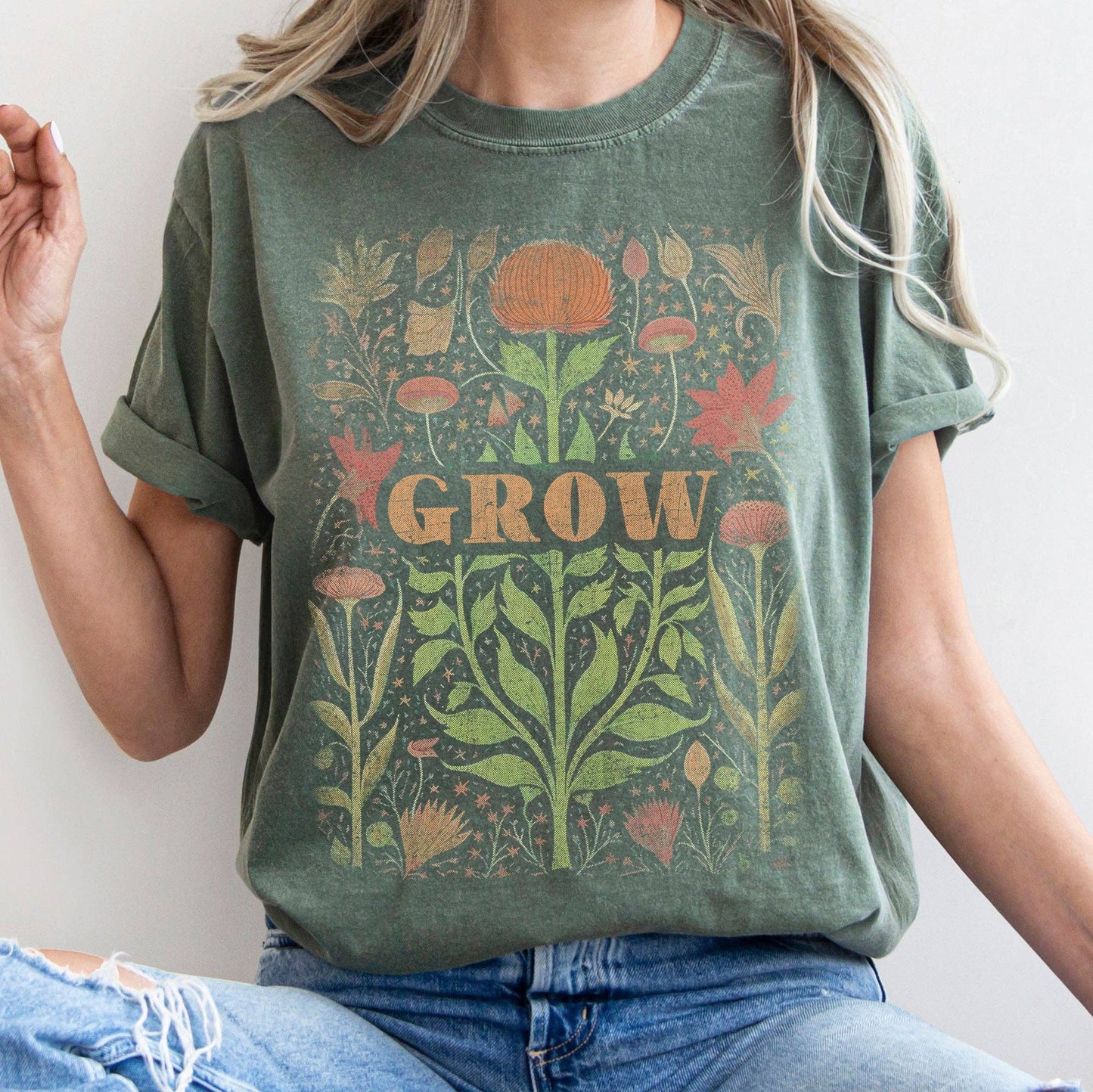 Folk Art Vintage Grow T-shirt: Pepper / XL