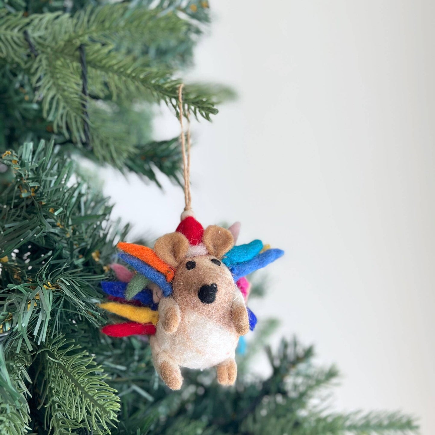 Hedgehog Ornament with Mushroom: Gray