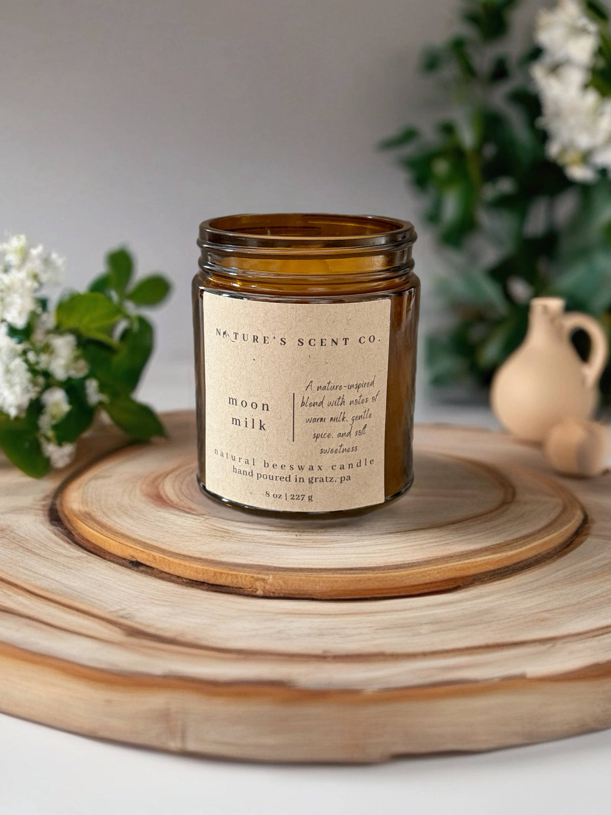 Moon Milk | Beeswax Candle | Wood Wick | Gift
