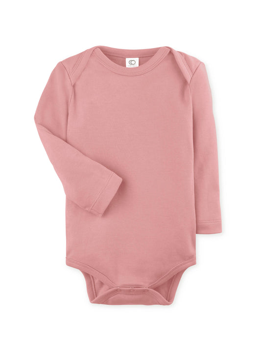 Organic Baby Long Sleeve Classic Bodysuit - Rose: 0-3M