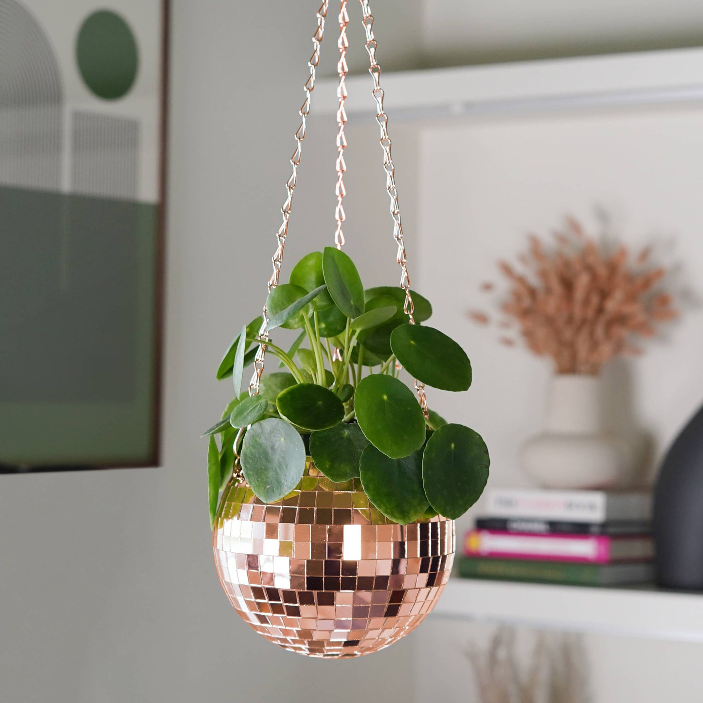 Disco Ball Hanging Planter - Rose Gold (6in)
