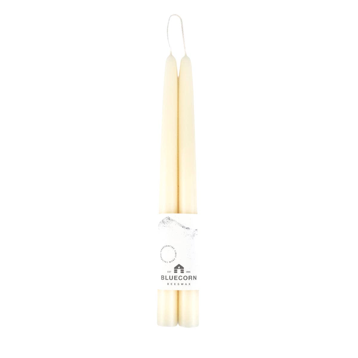 Pair of Hand-Dipped Beeswax Taper Candles: 10" / Raw