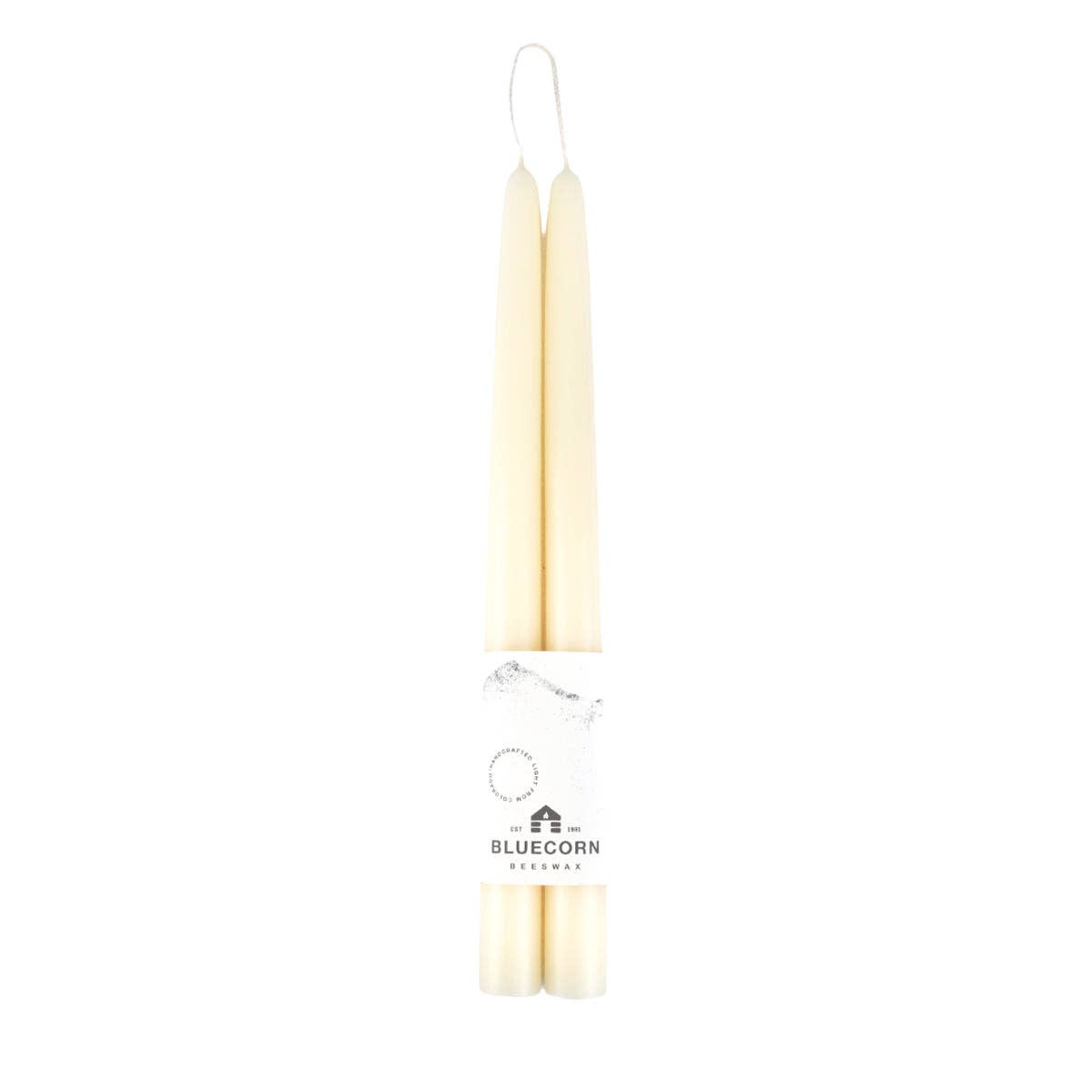 Pair of Hand-Dipped Beeswax Taper Candles: 8" / Raw