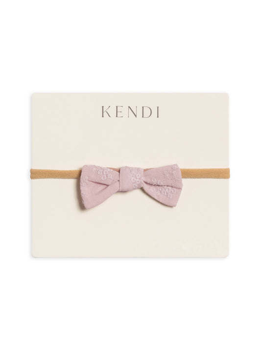 Baby Eyelet Dainty Bow - Rosa