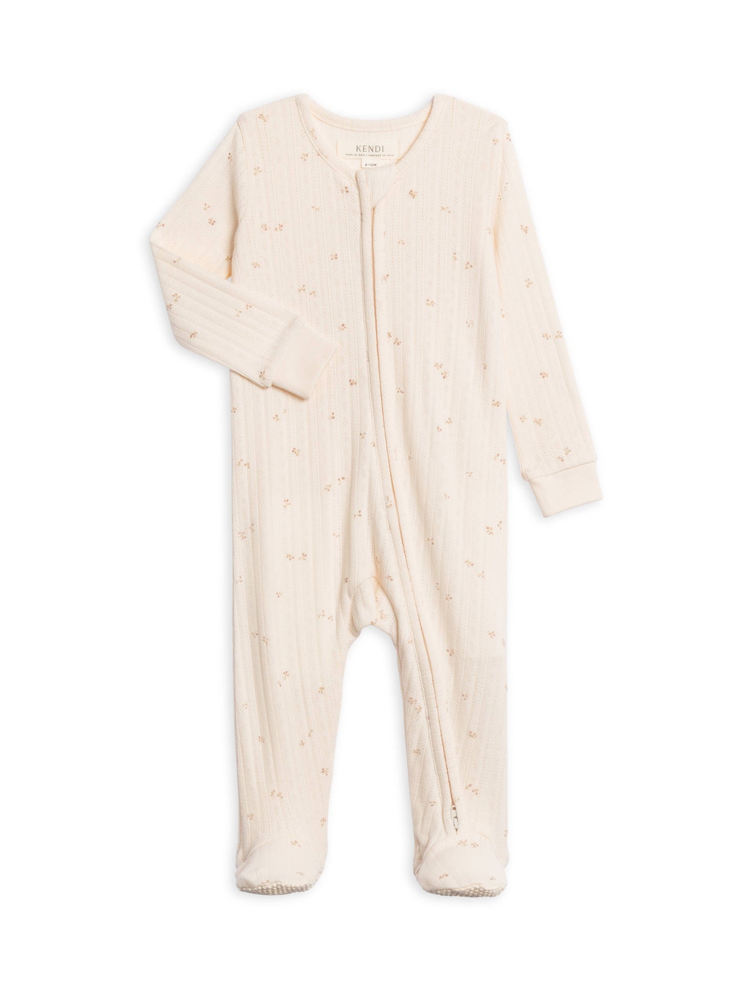 Maya Brushed Back Pointelle Footed Zipper Sleeper