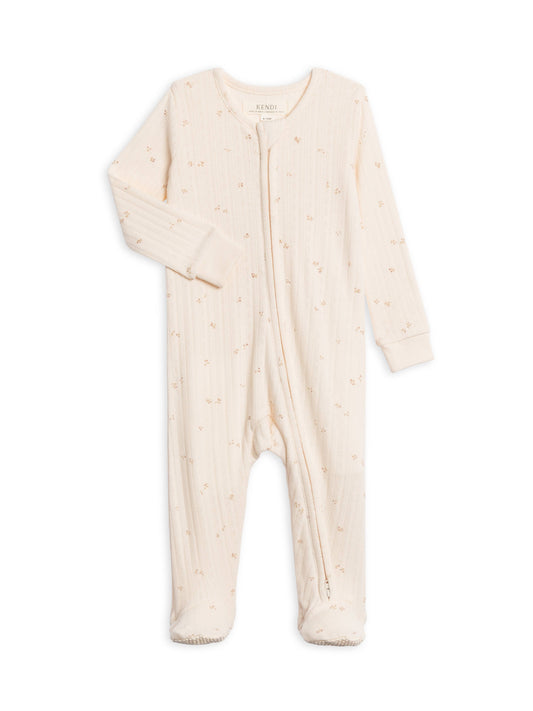Maya Brushed Back Pointelle Footed Zipper Sleeper