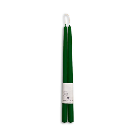 Pair of Hand-Dipped Beeswax Taper Candle Gifts for Fall Home: Moss / 16"