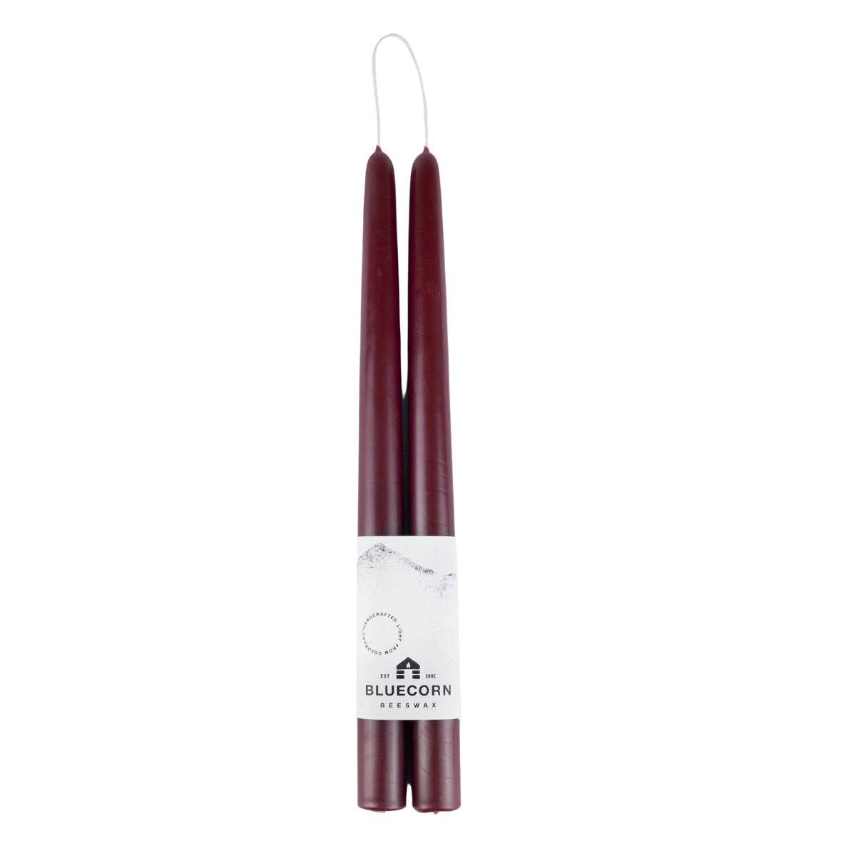 Pair of Hand-Dipped Beeswax Taper Candles: 8" / Raw