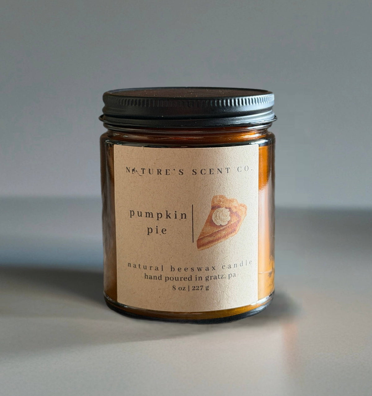 Pumpkin Pie Beeswax Candle, Wood Wick