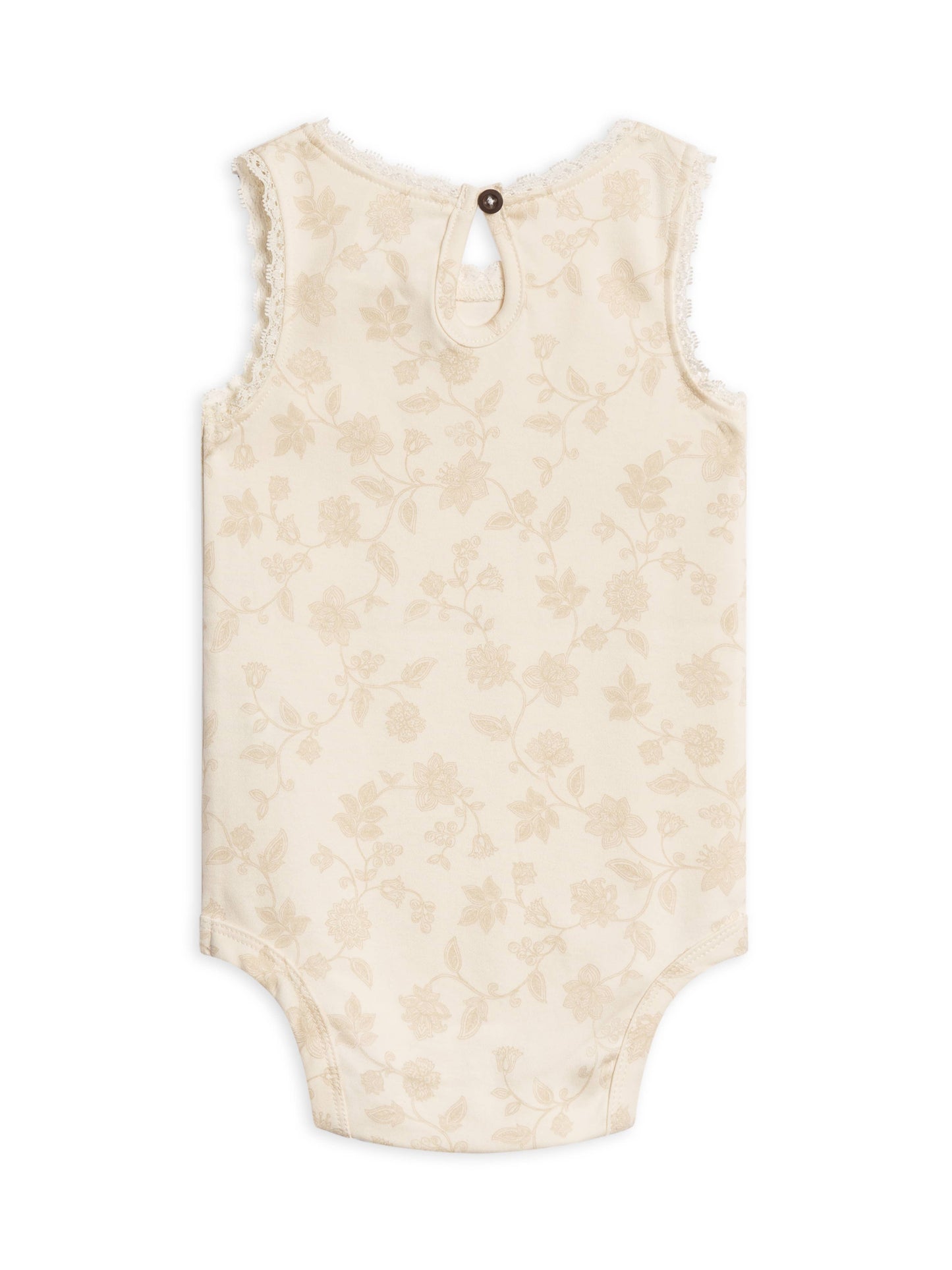 Organic Baby Luna Lace Bodysuit - Aria Floral / Beige