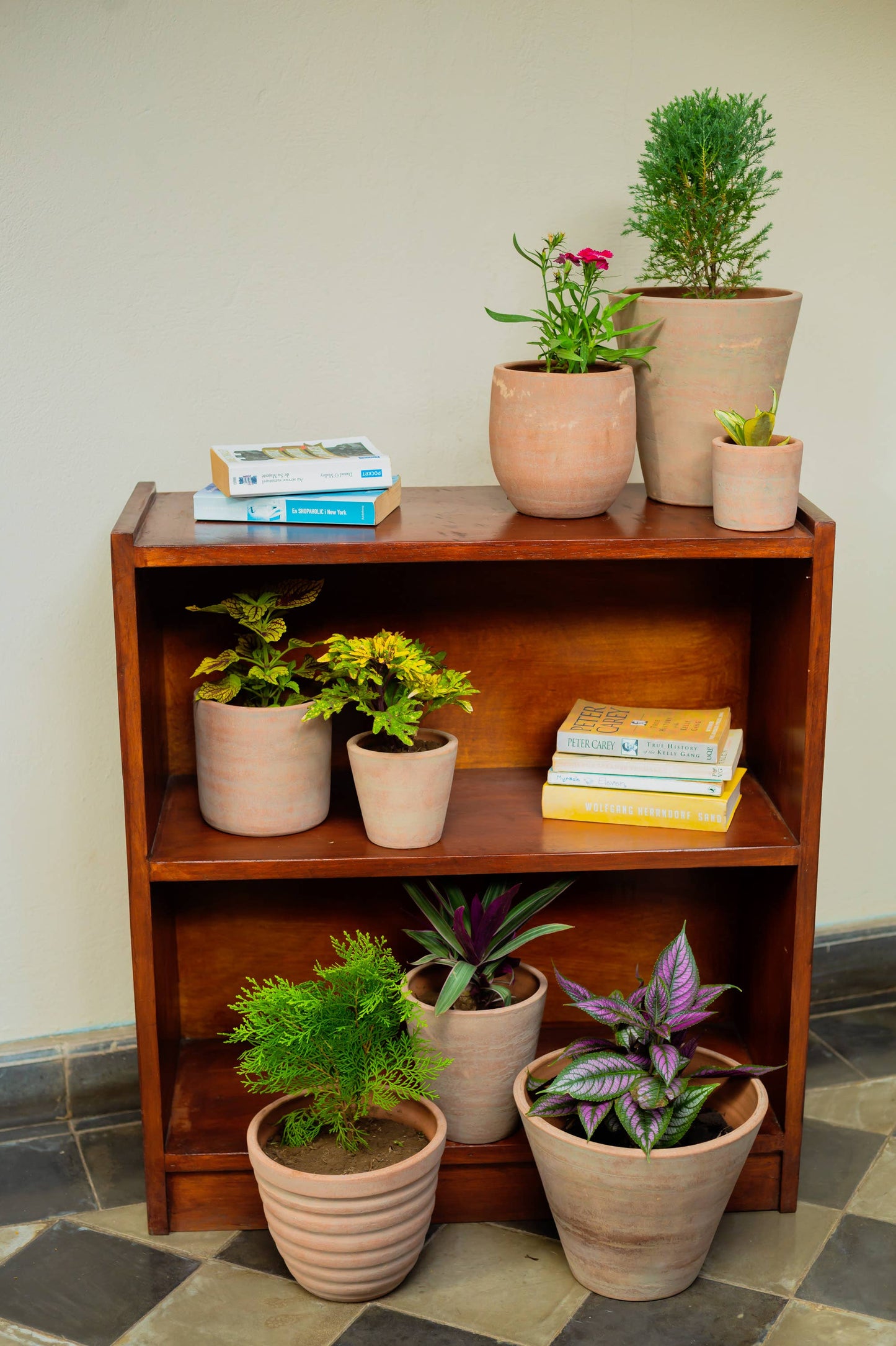 Concrete-washed Terracotta Planter (Small): With drainage plate