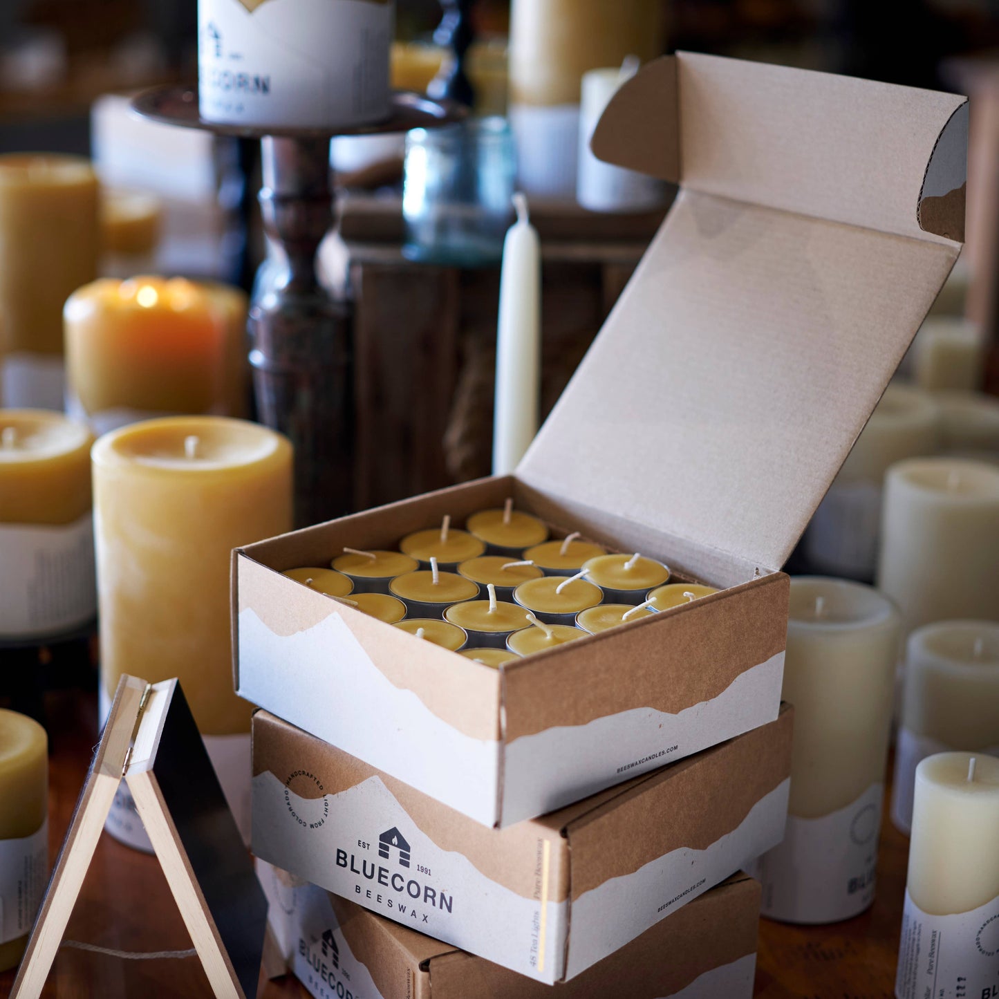 Pure Beeswax Tea Light Candles – Handmade in Colorado