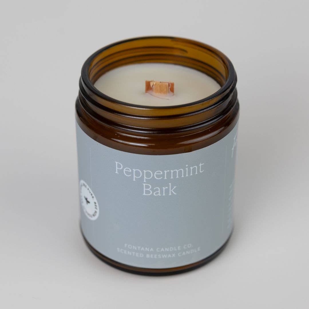 Peppermint Bark Essential Oil Beeswax Jar Candle: Non-Toxic