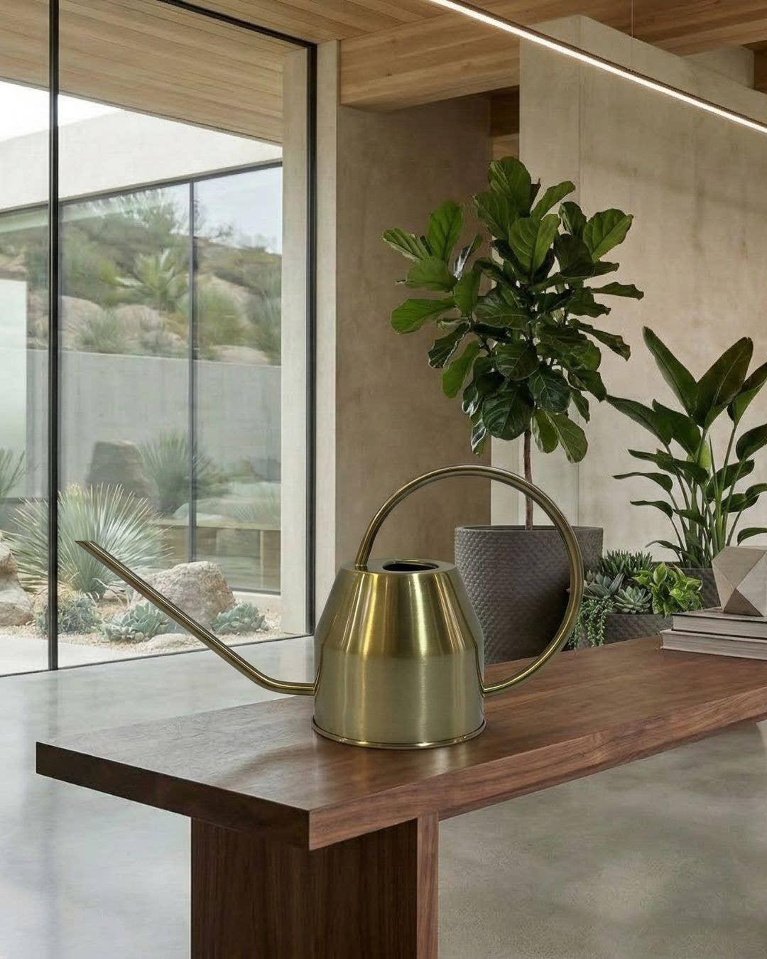 Gold Stainless Steel Watering Can – Long Spout Design
