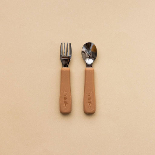 Fork and spoon set - Almond