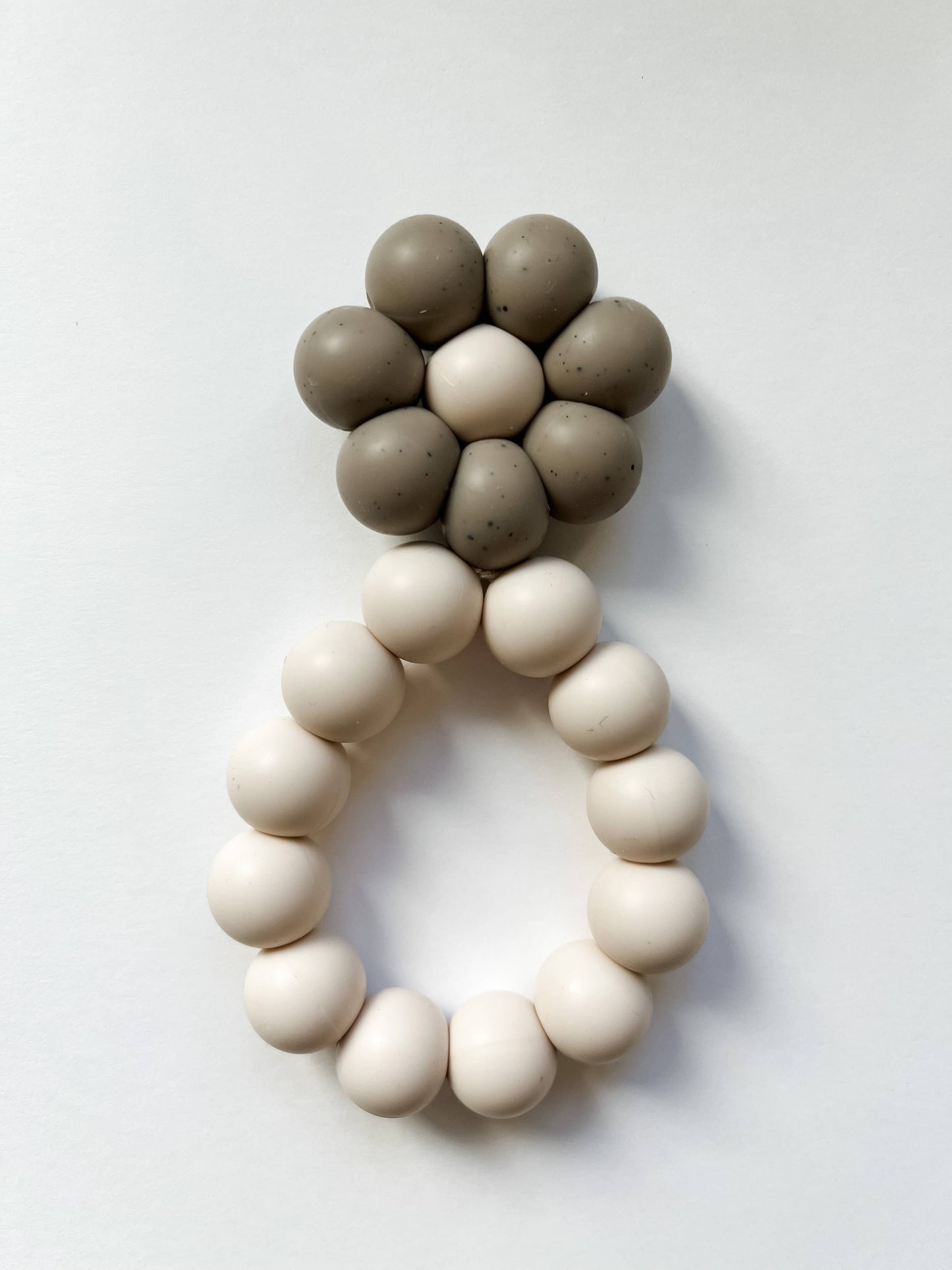 Flower Teether - Speckled Taupe