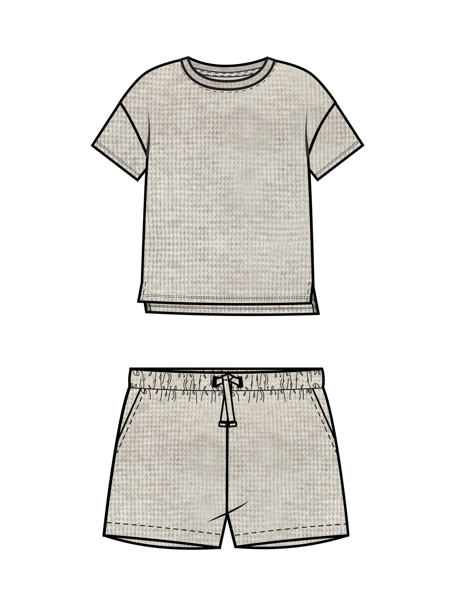 Organic Kids Odell Waffle Tee and Shorts Set - Heather Oat: 3-6M