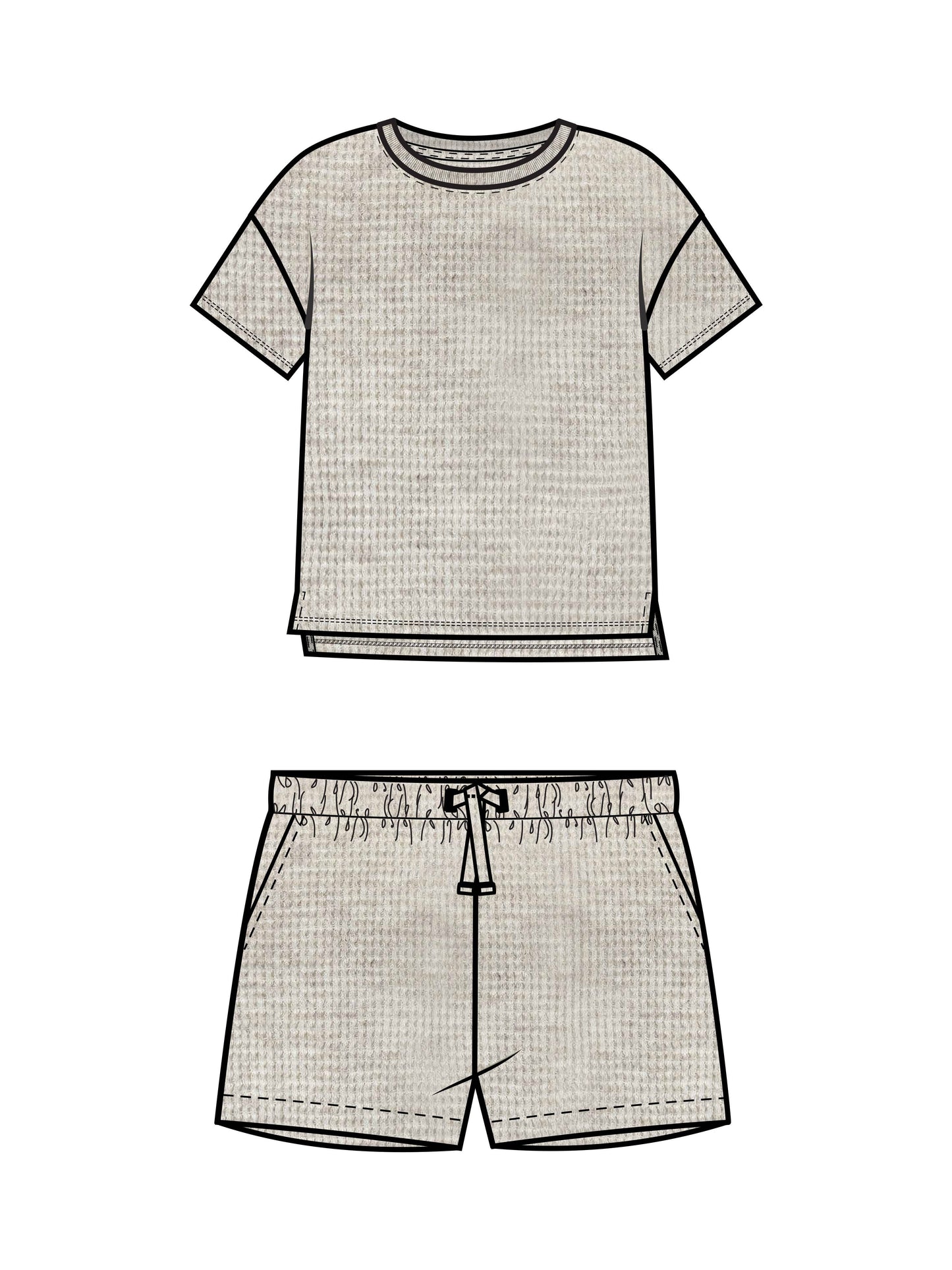 Organic Kids Odell Waffle Tee and Shorts Set - Heather Oat: 3T
