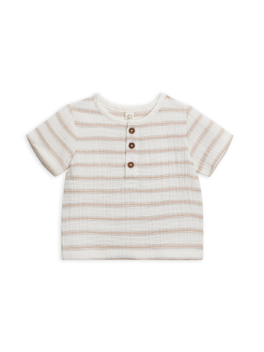 Organic Baby and Kids Dean Muslin Henley - Arley Stripe