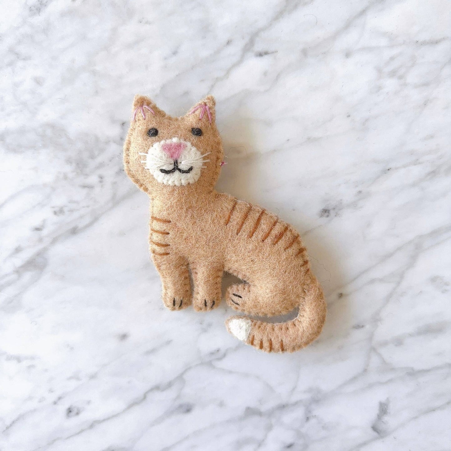 Felt Ornament - Stitched Cat: Brown Tabby