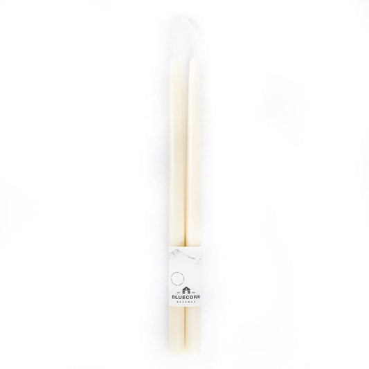 Pair of Hand-Dipped Beeswax Taper Candles: 16" / Ivory