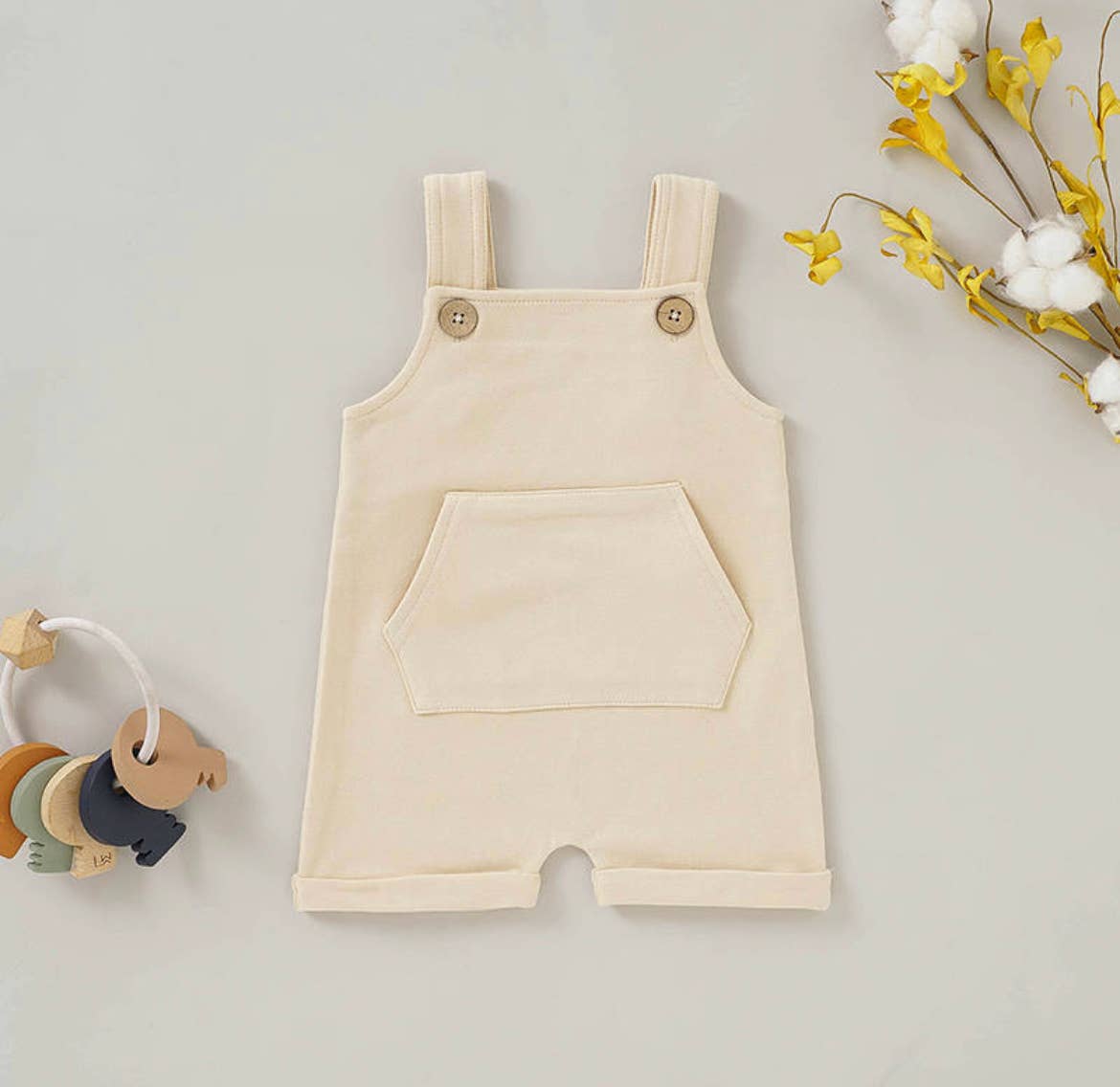 'Oatmeal' French Terry Overalls - Baby and Toddler
