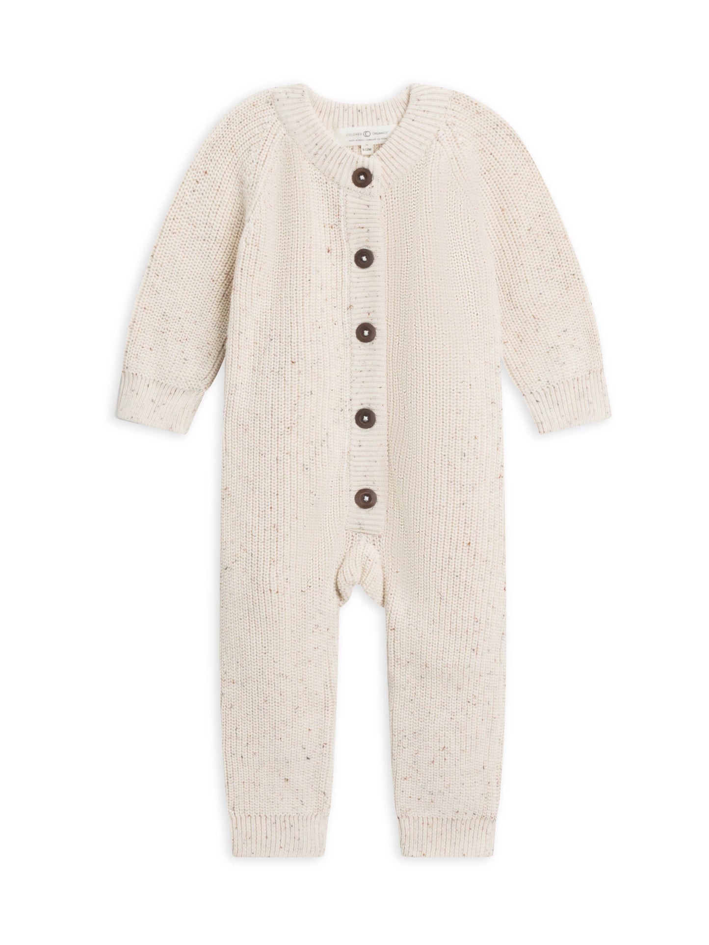 Organic Baby Milo Sweater Romper - Ivory / Fleck: 3-6M