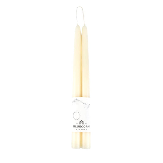 Pair of Hand-Dipped Beeswax Taper Candles: 12" / Ivory