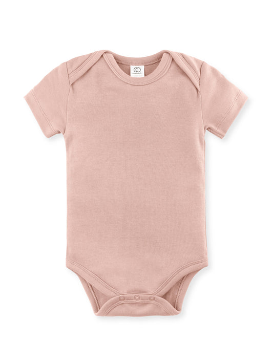 Organic Baby Short Sleeve Classic Bodysuit - Blush: 0-3M