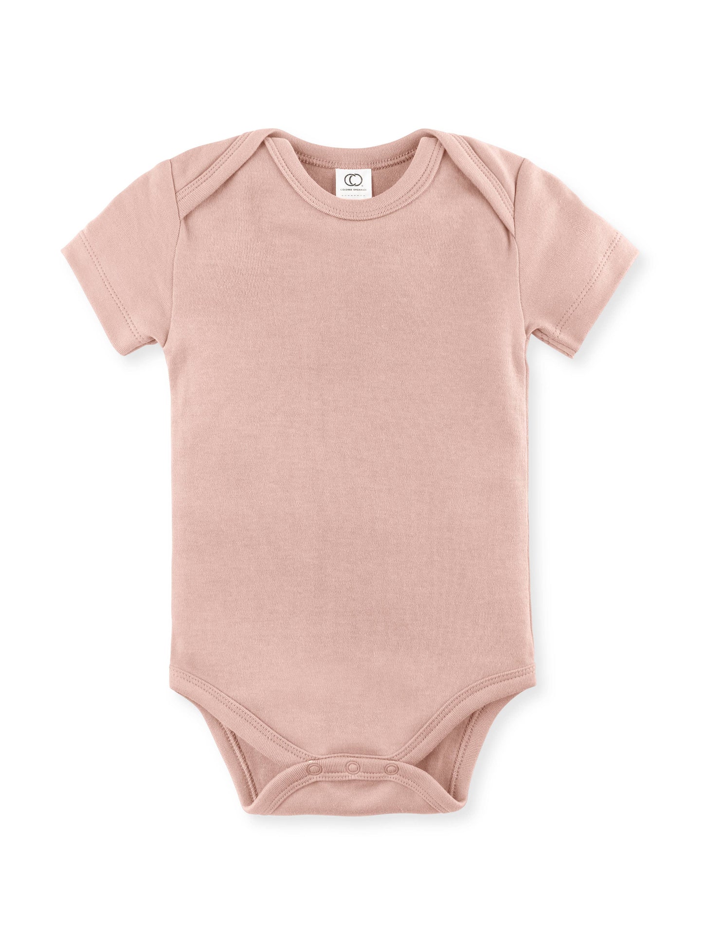 Organic Baby Short Sleeve Classic Bodysuit - Blush: 6-12M